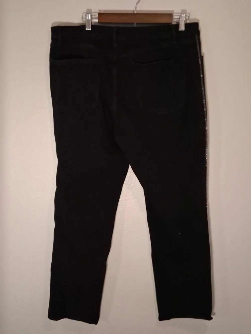 White House Black Market Women's High Rise Embellished Trim Straight Jeans SZ 16